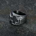 New arrival European and American style Titanium steel Punk neutral cross antique silver ring wholesale