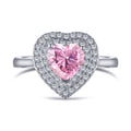 Dylam Nice Colorful Design Eternity Band Women S925 Silver Rhodium Plated 5A Cubic Zirconia Sparkle Heart Shape Ring for Women