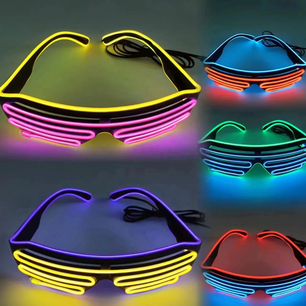 LED USB Charge Lighting Christmas Custom LOGO LED Shutter Glasses Party Supplies Multi-color EL Wire Glasses