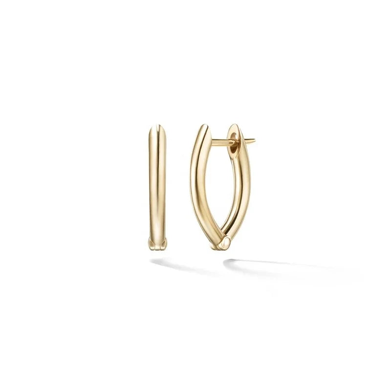 925 Sterling Silver Plain Minimalist V Shape Small Huggie Hoop Earring Gold Plated Jewelry
