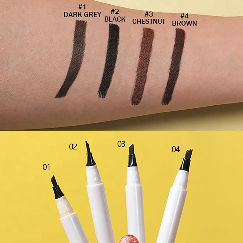 Hot Sell Four - Forked Eyebrow Pen Waterproof Perspiration - Proof Durable Liquid Eyebrow Pencil Private Label