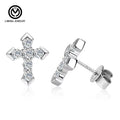 XEZ060 Fashion 925 Sterling Silver Gothic Punk Mini 0.72Ct Moissanite Cross Stud Earrings Diamond Fine Jewelry for Women Gift