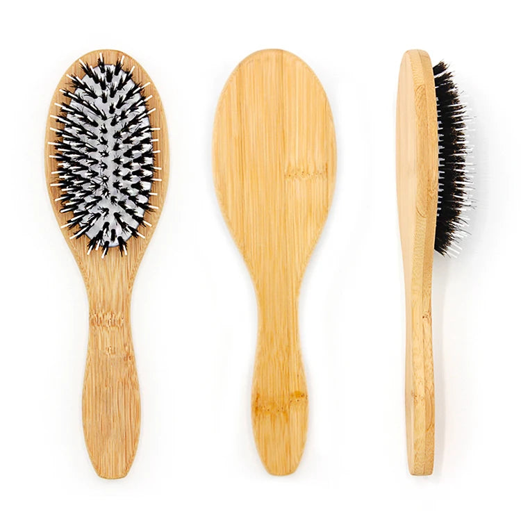 Hot Selling Custom Detangling Brush Nylon Boar Bristle Natural Bamboo Hair Extension Manufactured Private Label Paddle Feature