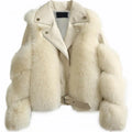 New Style Stitching Faux fox Fur Coat Women Loose Motorcycle Wind Proof Body Warmer Jacket