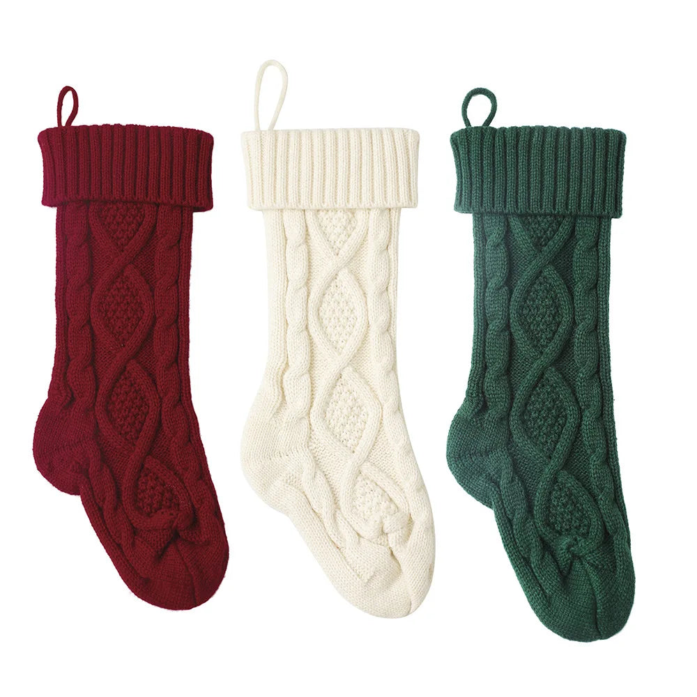 2025 New Arrival Cute Pink Knit Christmas Stockings Bulk Sublimation Socks