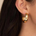 MICCI Wholesale Custom High End 18K Gold Plated Stainless Steel C Shaped Chunky Thick Gold Hoop Earrings