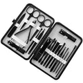 Professional 18 Piece Manicure and Pedicure Set Nail Clippers with Black Leather Travel Case Grooming Manicure Pedicure Set