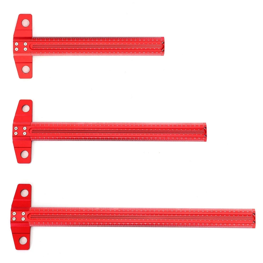 Drillpro 300/400/500/600mm Woodworking Line Scriber T-type Ruler 1mm Hole Crossed Ruler Aluminum Alloy Marking Gauge OEM 3-Year