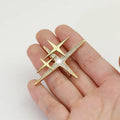 Wholesale Delicate Fashion Cross Star Brooch Golden Shine Light Luxury Dress Pin Accessories for Women for Wedding or Gifts