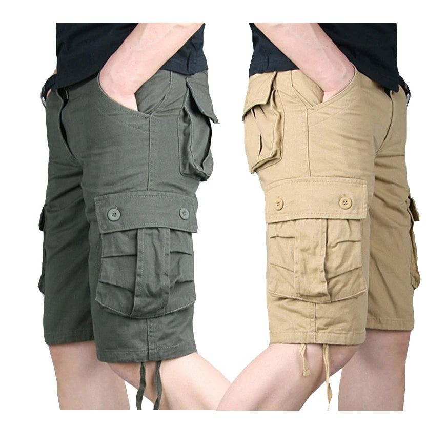 Men's  Cotton Canvas Tactical Short Pants Hiking Hunting Multi Pockets Safari Cargo Pant Half Trousers