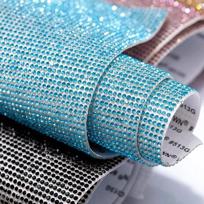 Yantuo Aquamarine Rhinestones Sheet Self Adhesive Sheet 24*40cm Crystal Stones Sticker for DIY Blingbling Women Bags