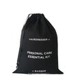 Custom Brand Logo Eco Friendly Black Drawstring Cotton Personal Care Kits Bags for Hairdresser