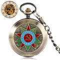 Sickle Hammer CCCP Russia Emblem Communism Style Steampunk Men Mechanical Skeleton Pocket Watch