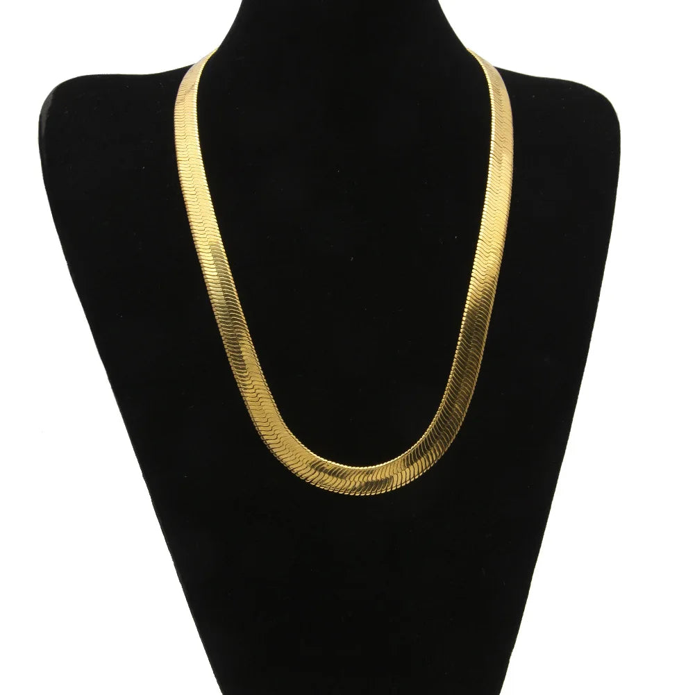 Wholesale Women Men Choker Gold Necklace Punk Hip Hop Jewelry Stainless Steel Snake Chain Necklace
