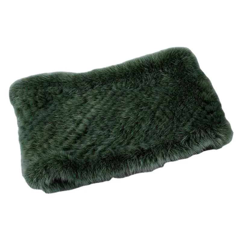 MWfur Winter Elastic Hand Knitting Fur Luxury Mink Fur Headband for Women Fashion Animal Fur Headband for Women