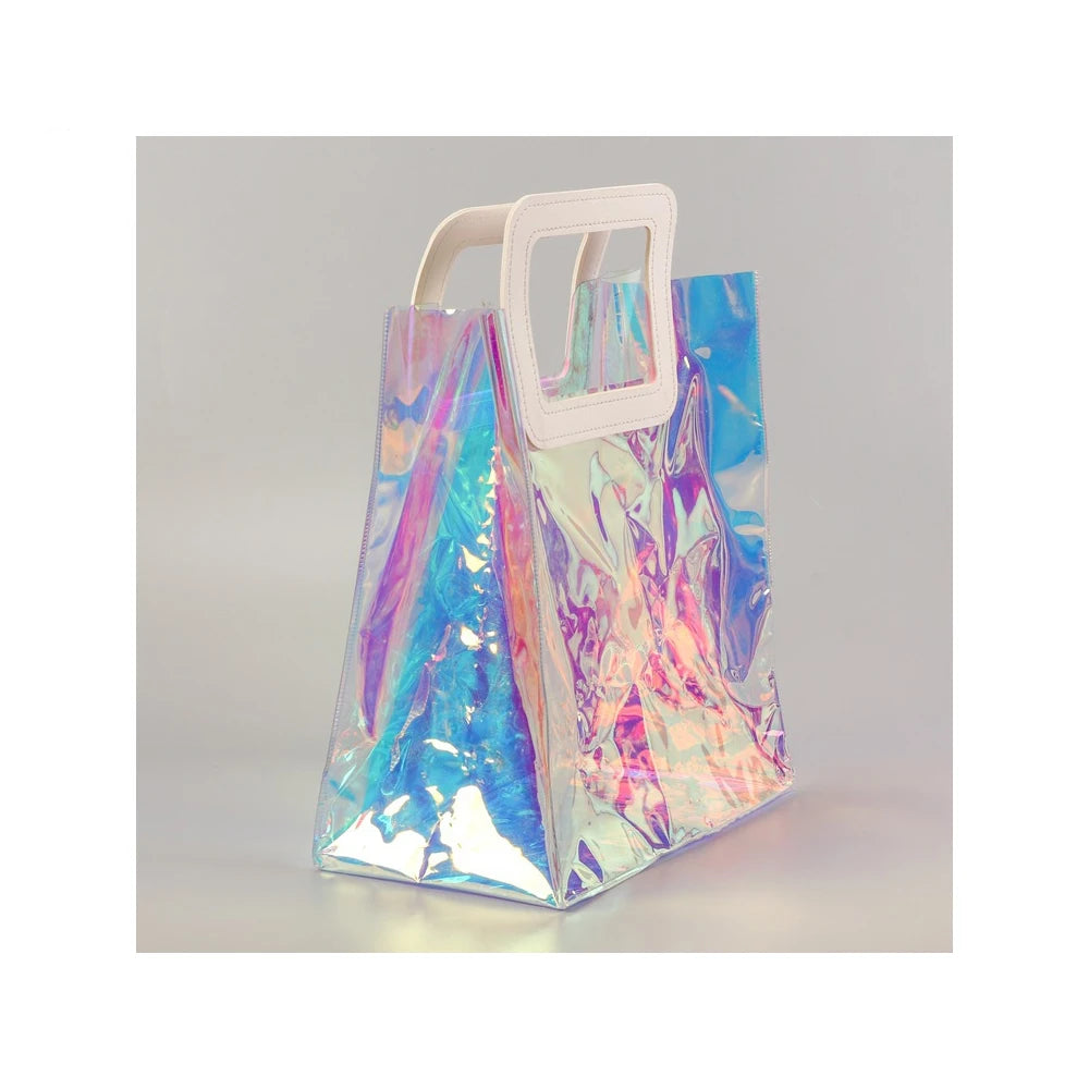Clear PVC Alligator Pattern Lightweight Waterproof Tote Bag with No Strap for Outdoor Use Wedding & Cosmetic Storage