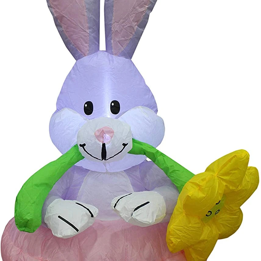 Waterhan Gleamy Flower Pots Bunny Inflatable Exercise Ball PVC 105cm 20kg+ Capacity Easter Decoration Packaging All Seasons