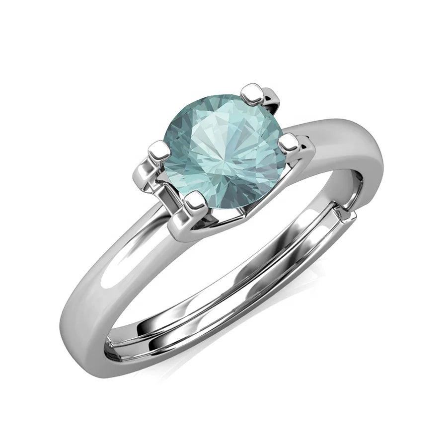 18K Gold Plated 925 Sterling Silver Moissanite Diamond 1 Carat Blue Stone Wedding Woman Ring Jewelry Destiny Jewellery