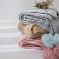AJLN  100% Cotton Crochet  Bohemian Style Knitted Throw Warming Pom Pom Customize Blanket Quilt