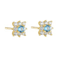 Korean Style S925 Sterling Silver 14K Gold Plated Micro Paved Zircon Exquisite Flower Stud Earrings for Women Girls
