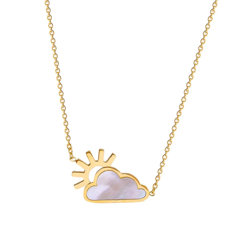 Fashion Cloud Sun Stainless Steel Necklace Ins Trend Temperament Pendant Light Luxury Design Clavicle Chain Necklaces