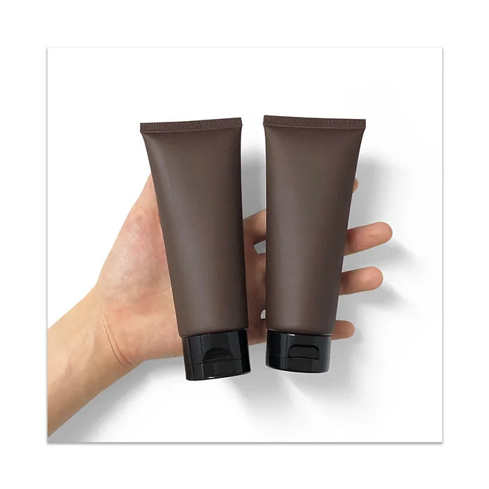 Stocks 100g Hand Cream Tube Cleaning Cream Matte Brown Squeeze Cleanser Packaging Empty Tube Flip Cap Pe Plastic Tube