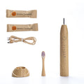 Eco-friendly Soft Electric Sonic Toothbrush with 3 Bamboo Brush Heads Charcoal-Injected Bristles Biodegradable