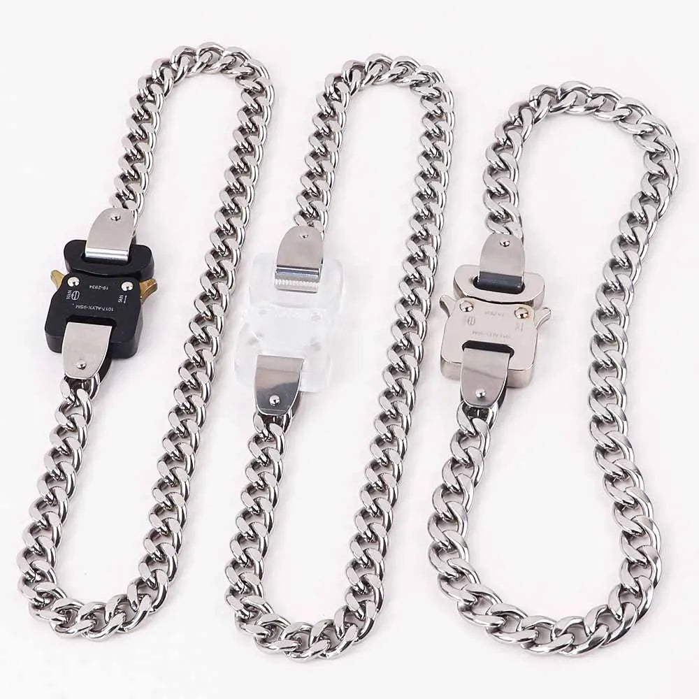 Fashion Hip Hop Stainless Steel Necklace Silver Metallic Sense Punk Style Necklace Bracelets Set for Men Women
