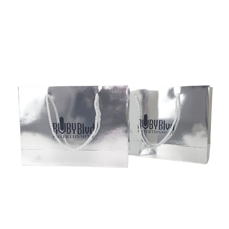 Custom Fashion New Style Paper Silver Metallic Paper Gift Bags Shopping Tote Bag Silver Mirror Metallic Paper Bag