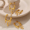Y139 Wholesale Pendientes De Acero Inoxidable PVD 18K Gold Plated Stainless Steel U Liquid Women Flow Fashion Jewelry Earrings