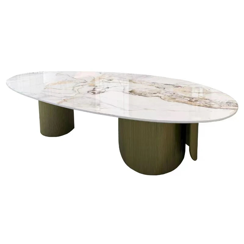 Gexia Furniture Modern Simple Design Marble Coffee Table Gold Stainless Steel Frame Egg Shape Center Tea Table Living Room Table MegaBDM