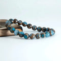 8mm Wholesale Blue Mosaic Quartz Gemstone Round Beaded Stretch Bracelet for Unisex Fashion Bracelets & Bangles