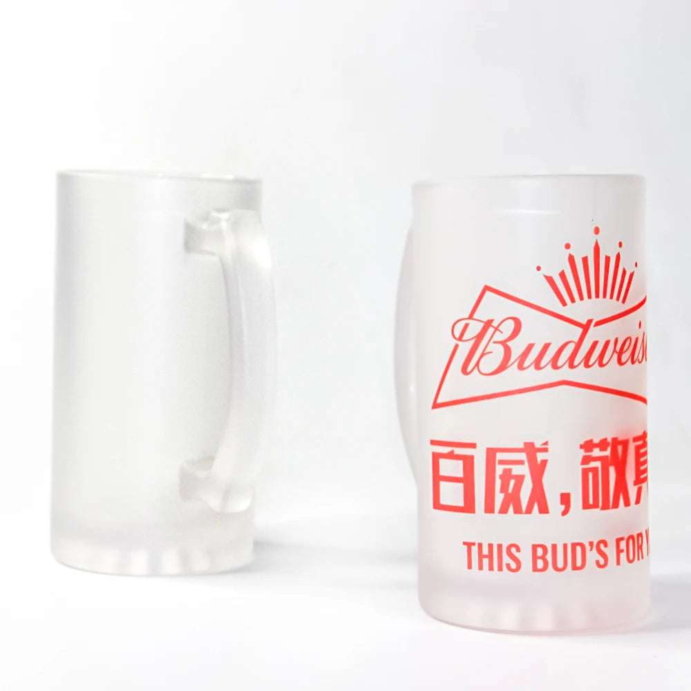 Prosub Sublimation Glass Cup Wholesale Sublimation Blank Beer Mug 16 OZ Transparent Frosted Beer Mug Sublimation Beer Mug