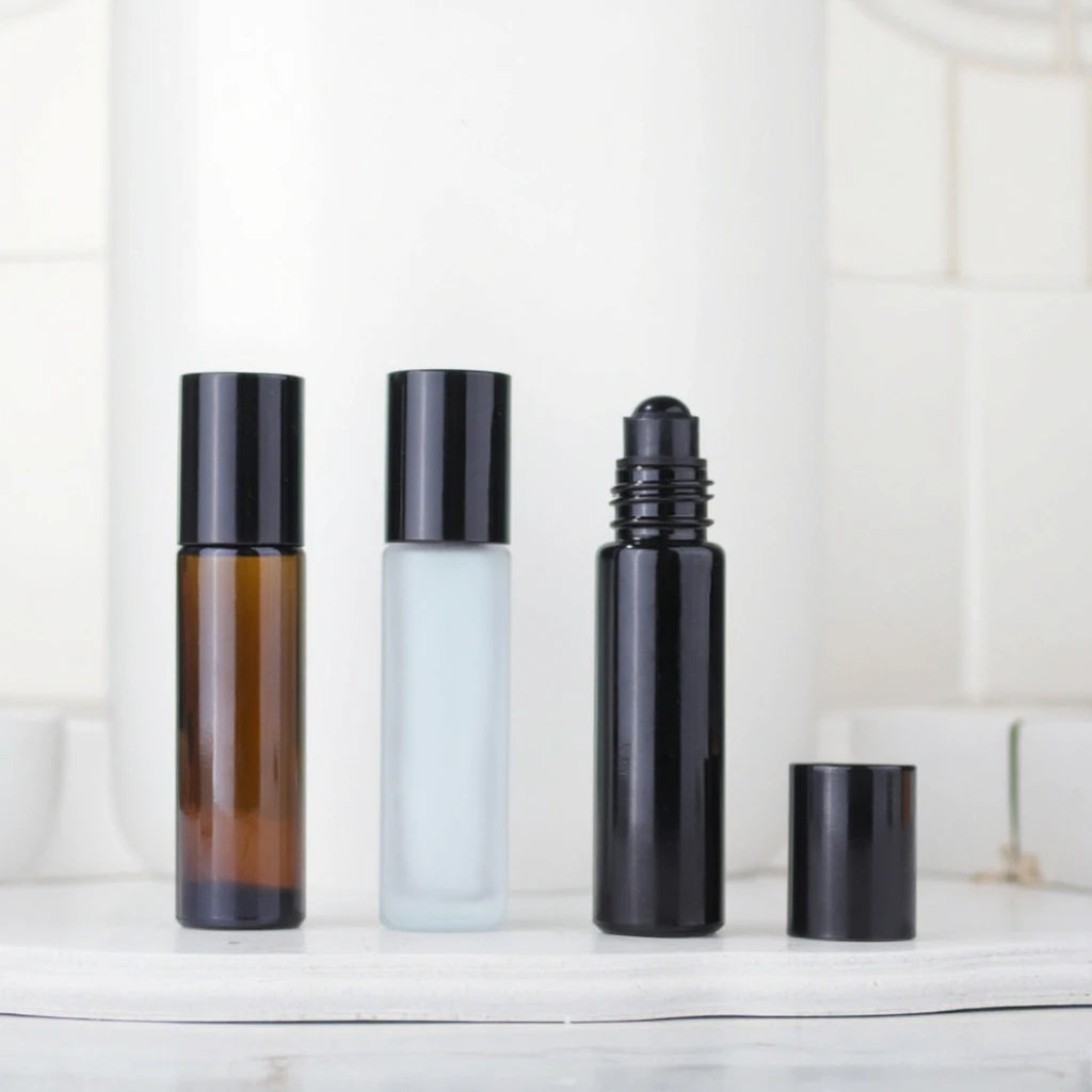 Fuyun 10ml Transparent Amber Glass Roller Bottle for Roll-on Perfume Essential Oils Face Cream Eye Drops-Small Order