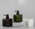 Customization 250ML square Lotion Bottles With Squeeze Pump Empty Plastic Container in clear Green Brown  pink