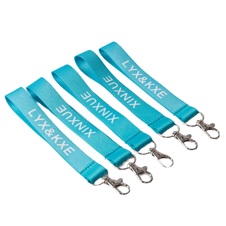 OEM/ ODM Customized Logo Sublimation Printing Wristbands Polyester Wrist Keychain Lanyards Metal Hook Direct Factory Supply