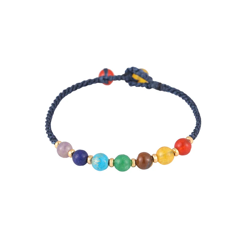 Bohemian Ethnic Style Seven Chakra Beaded Bracelet Natural Stone Fashion Woven High Quality Couple Bracelet for Wedding Gift