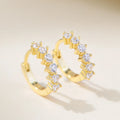 S925 Sterling Silver Round Cubic Zirconia Hoop Earrings for Women 14K Gold Plated Geometric C-shaped Dainty Huggie Hoop Earrings