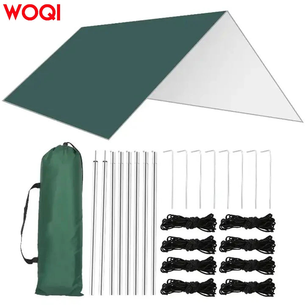 WOQI Outdoor Ultralight Picnic Wind Snow Rain Fly Shelter UV Resistant Camping Tarp Tent Hot Sale