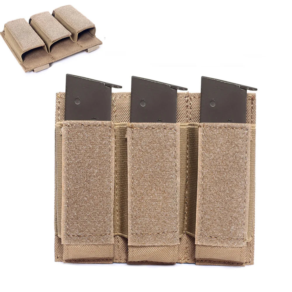 Portable EDC Toolkit Tactical Waist Bag Triple Cartridge Case for 9mm MOLLE Quick Release Nylon Material for Security