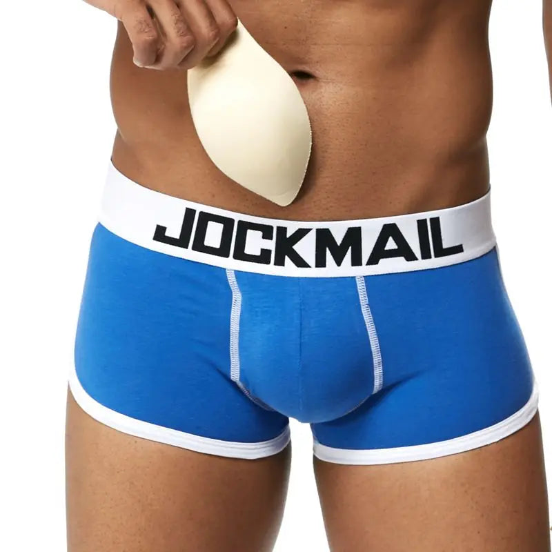For Breathable Cotton Spandex Padded Men's Underwear Sports Fitness Push Cup Butt-enhancing Boxer Briefs Gym Sexy Low Waist