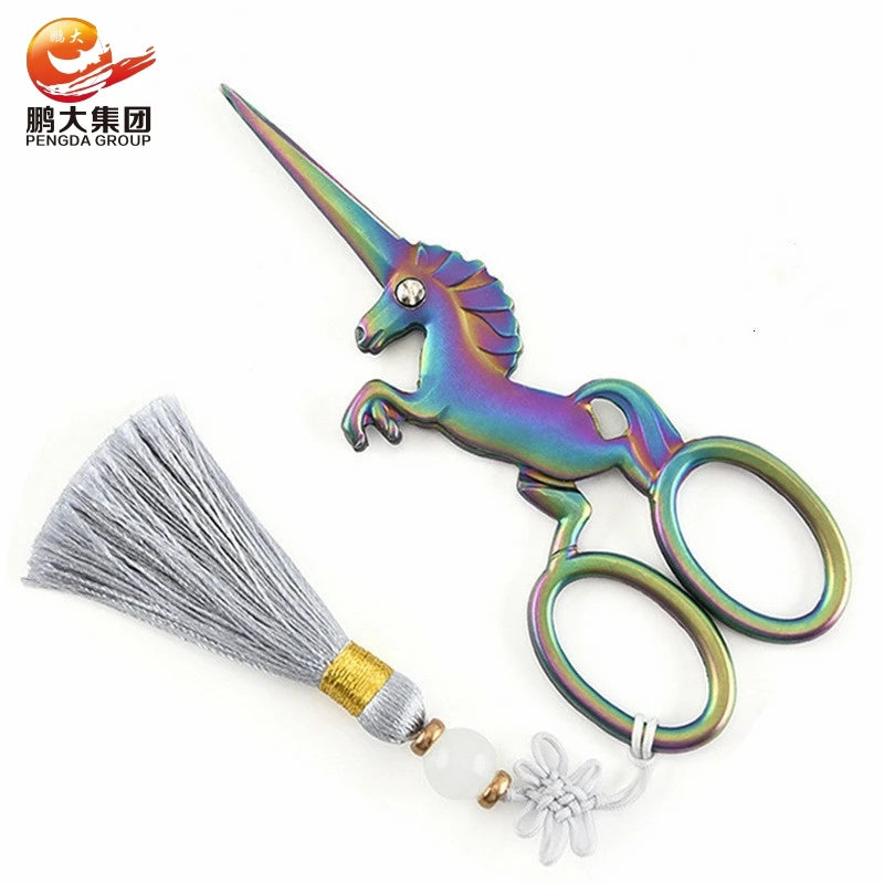 German Tailor Mini Sewing Scissors Craft Decorative Scissors Left Handed unicorn Antique Embroidery Scissors Vintage with Cover