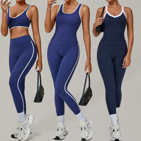 YIYI Sleeveless High Neck Tops Gym Fitness Sets High Waist Leggings Gym Set Yoga Set Riding Leggings Women Workout Clothing
