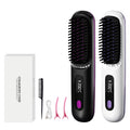 Good Design LCD Display Pink White Ionic Hair Straightener Brush Hot Comb Flat Iron for Frizz-Free Styles