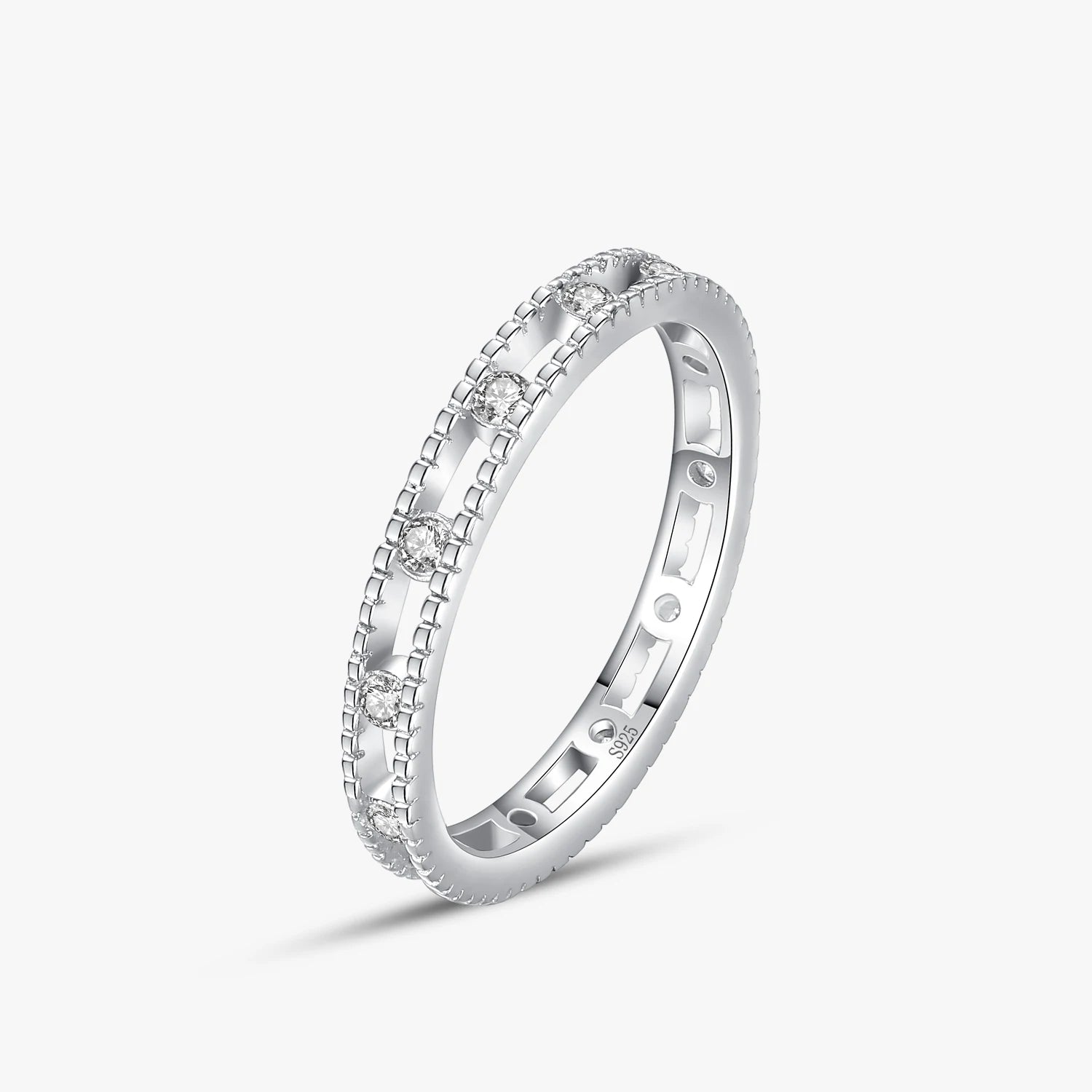 Ailmay New Sale Fashion 925 Sterling Silver Cubic Zirconia Exquisite Stackable Rings for Women Minimalist Wedding Party Jewelry