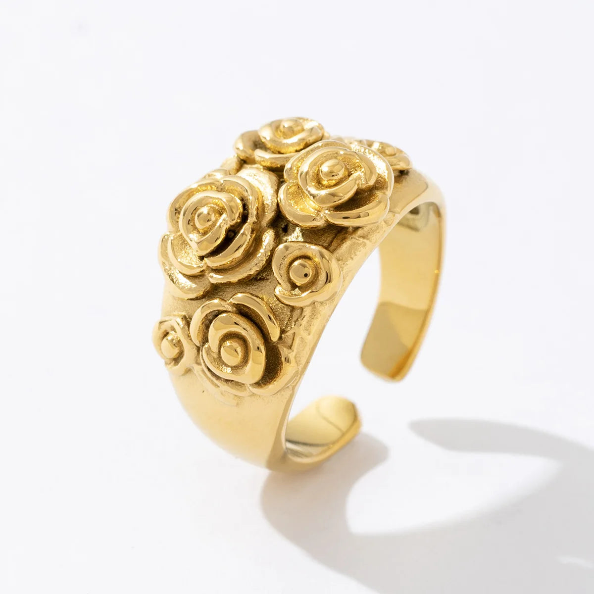 Retro Vintage Chunky 18k Gold Plating Fashion Jewelry Gift Flower Ring for Women 2025