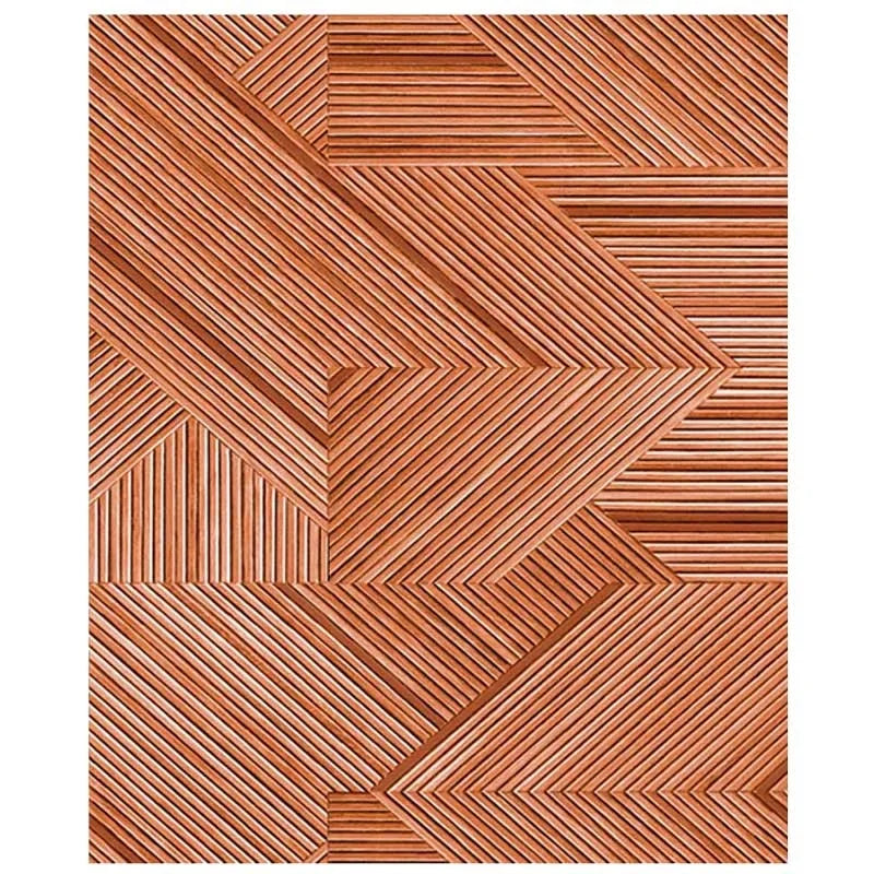 2023 New Washable Luxury 3D Red Parquet Geometric Wooden Bedroom Decorative Vinyl Wallpapers Design Pvc Wallcovering