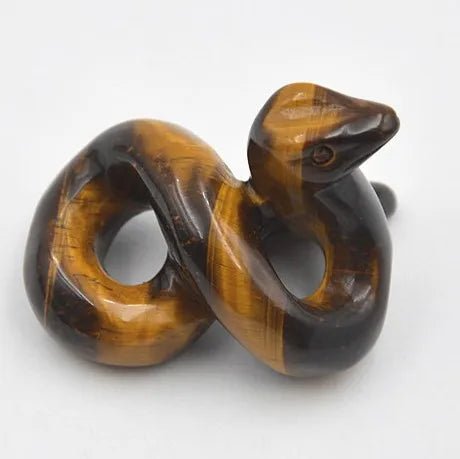 Huiying 50*34*34mm Natural Carved Yellow tiger Eye Snake Folk Crafts Wholesale Stone Snake Animal Figurines for Healing