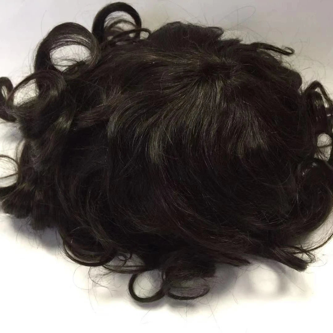 Bleached Knot Full Lace Swiss Lace 100% Human Hair Durable Lace Man Toupee