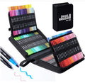 120 Colors Dual Tip Non-Erasable Art Markers for Adult Coloring Books-No Bleeding 135mm with Foldable Case